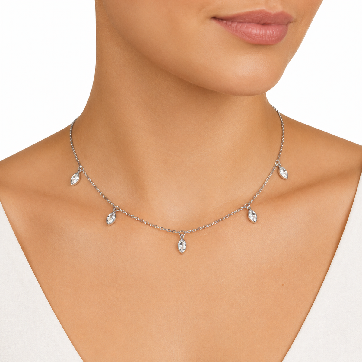 Choker Cartier Losango com Zircônia Rodio Branco