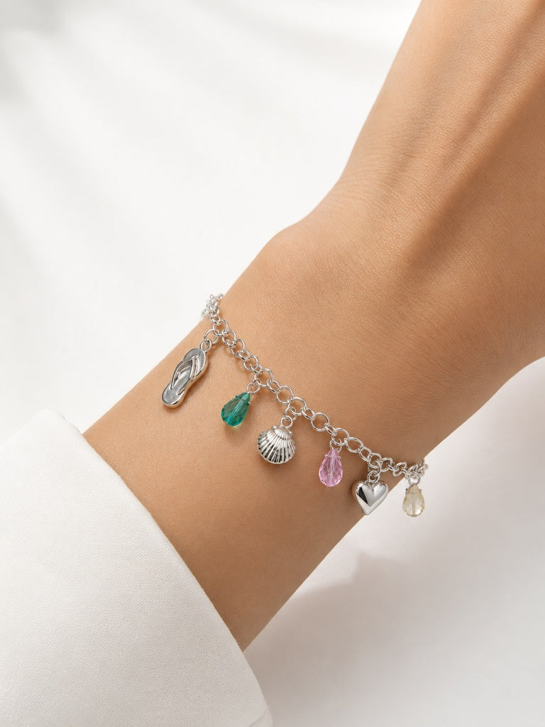 Pulseira Elo Diamantado Verão Ródio Branco