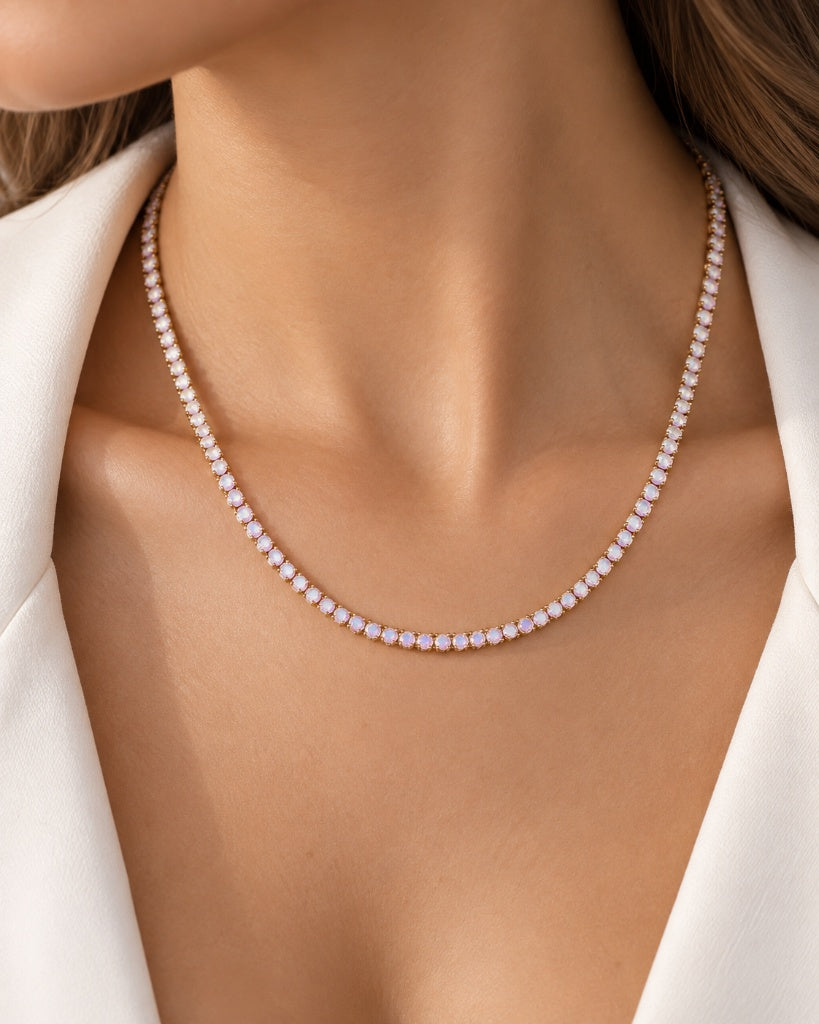 Colar Riviera Três Pontas Furta-Cor Ouro 18k