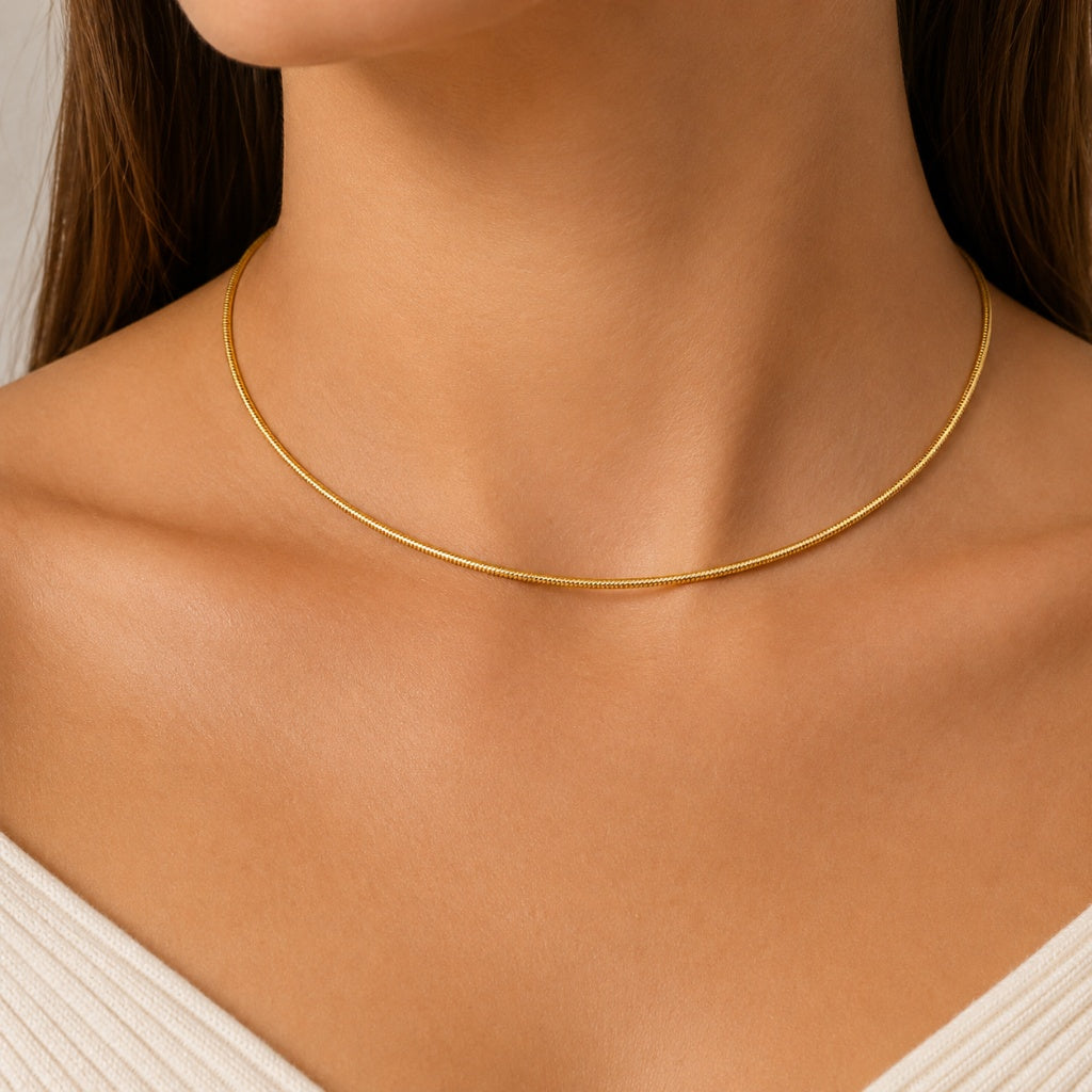 Colar Choker Fio Alemão 2mm Ouro 18k