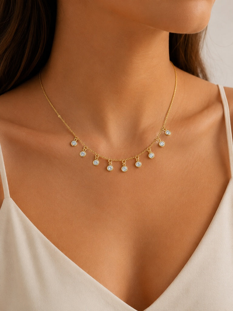 Choker Zircônias Cravação Inglesa MontClair Ouro 18k