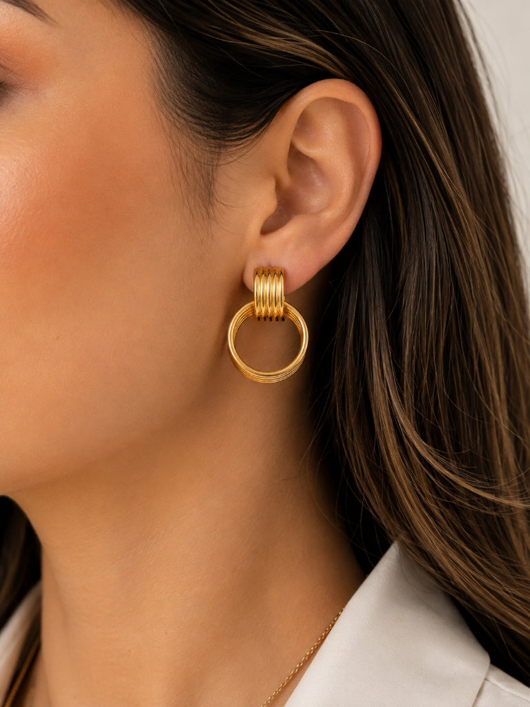 Brinco Cinco Fios Ouro 18k