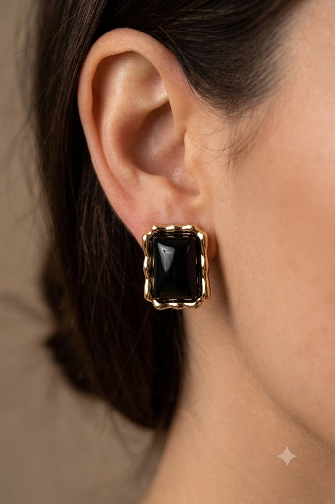 Brinco Rubra Ônix Ouro 18k