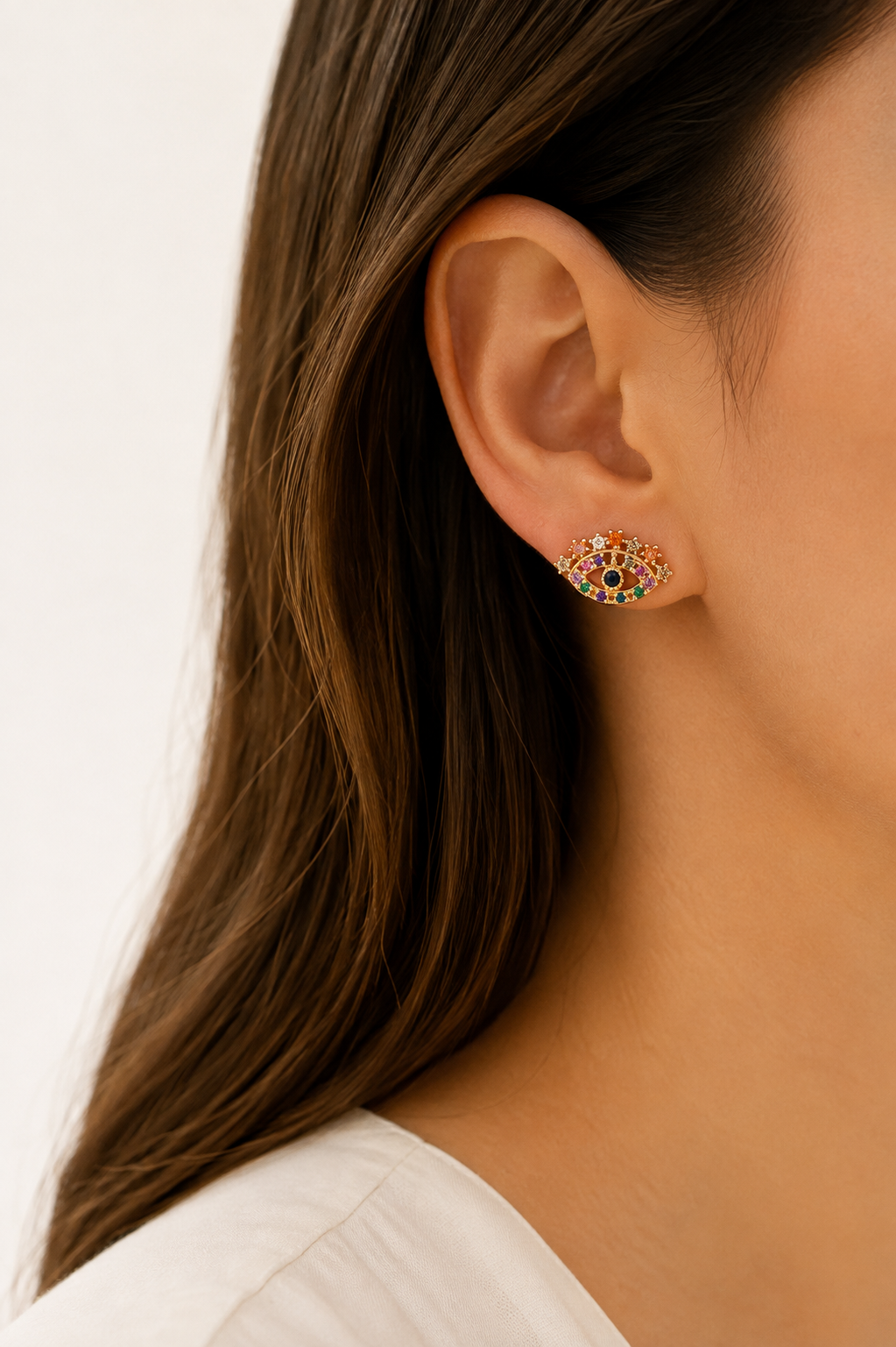 Brinco Olho Grego Colors Ouro 18k