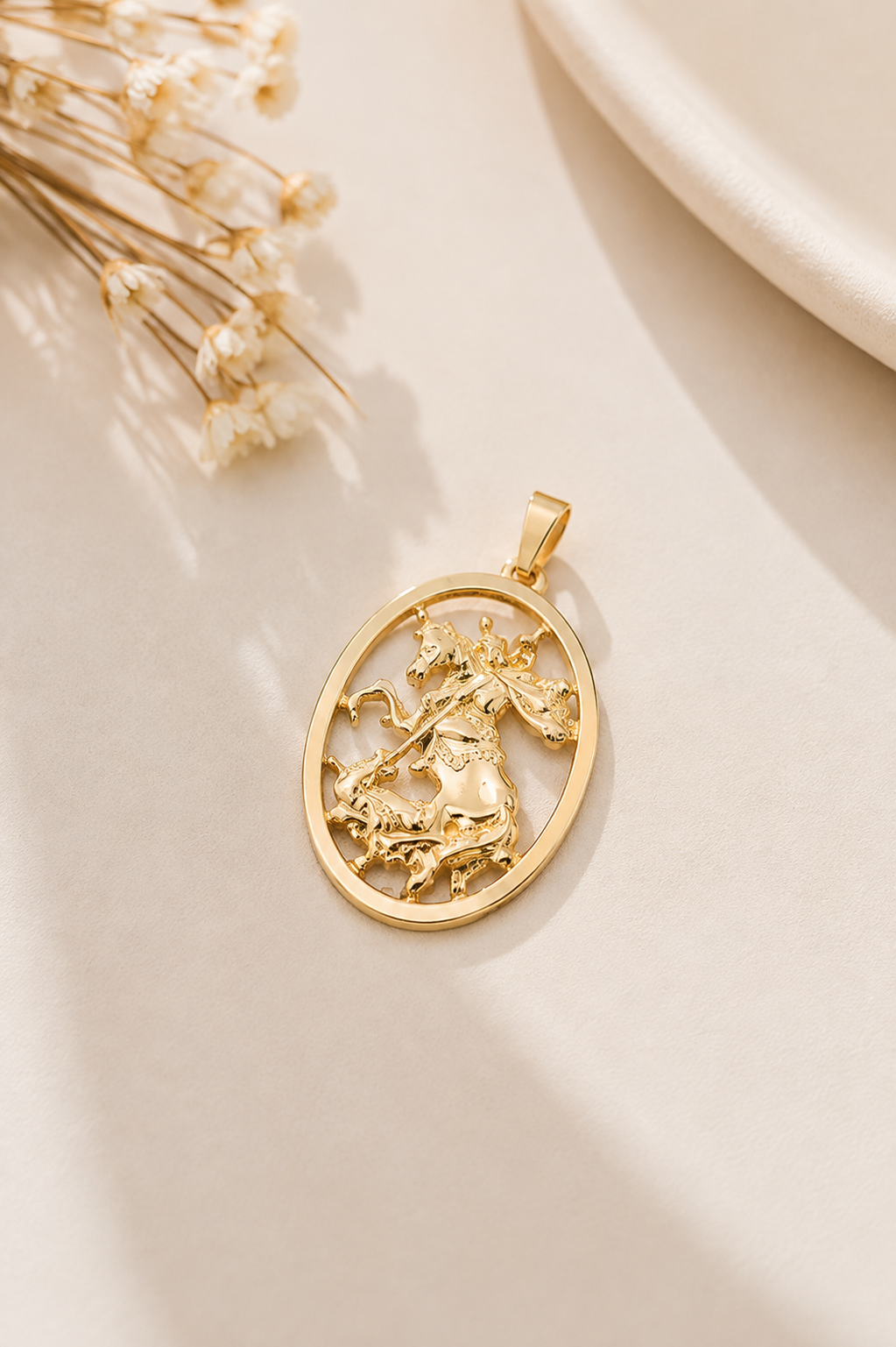 PIngente Medalha de São Jorge Ouro 18k