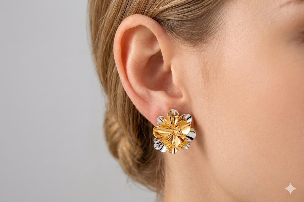Brinco Florença Bicolor Ouro 18k