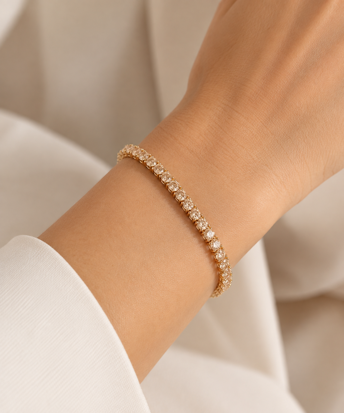 Pulseira Riviera Três Pontas Champagne Ouro 18k