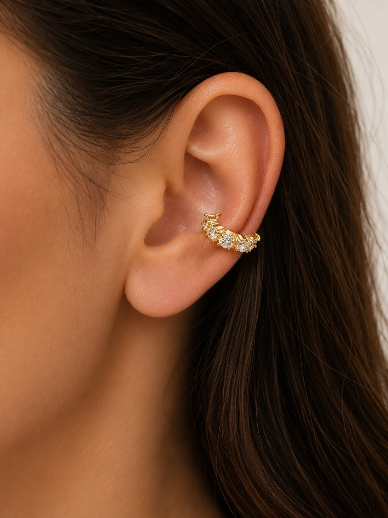 Piercing Fake em Zircônia Cristal Ouro 18k