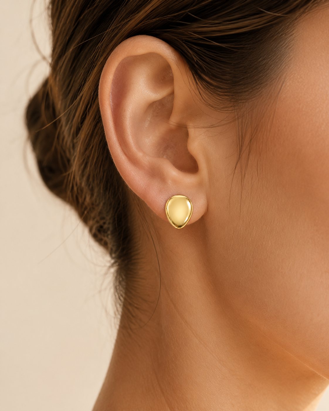 Brinco Gotinha Arredondada Lisa Ouro 18k