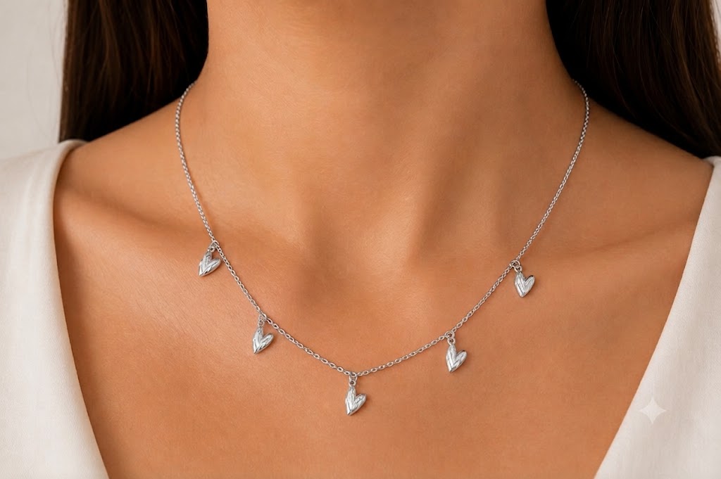 Choker Cartier Coração Esticado Ródio Branco
