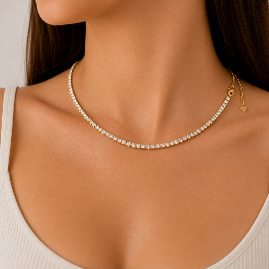 Choker Riviera 3mm Ouro 18k