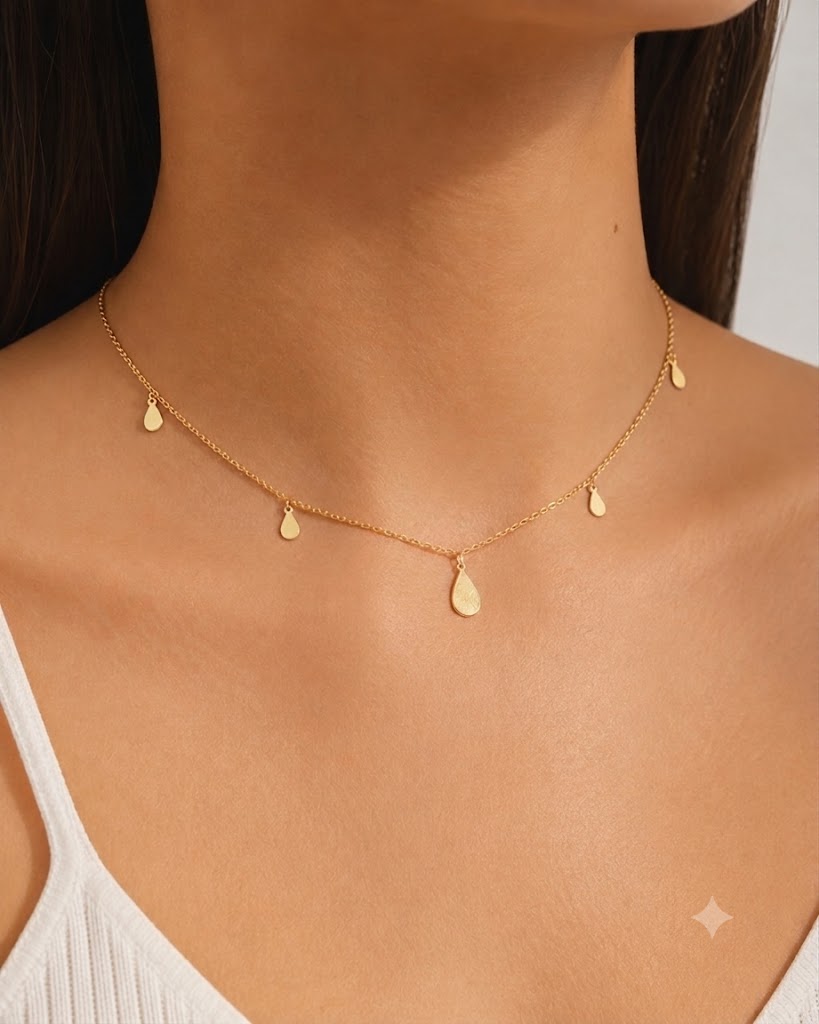 Choker Cartier Chapinha com Gotinha Ouro 18k