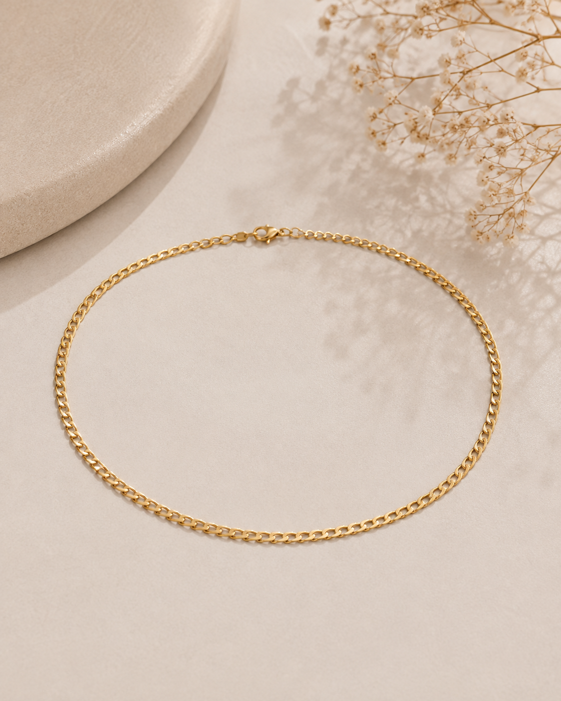 Colar Groumet 1x1 3mm Ouro 18k