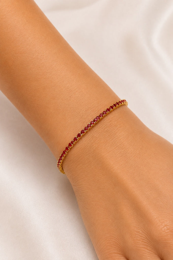 Pulseira Riviera Rubi 2mm Ouro 18k