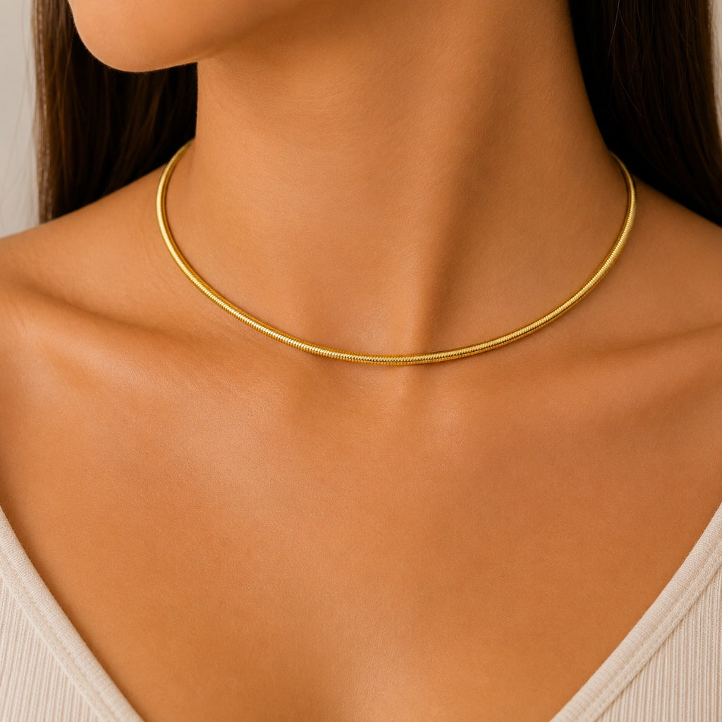 Colar Choker Fio Alemão 3mm Ouro 18k
