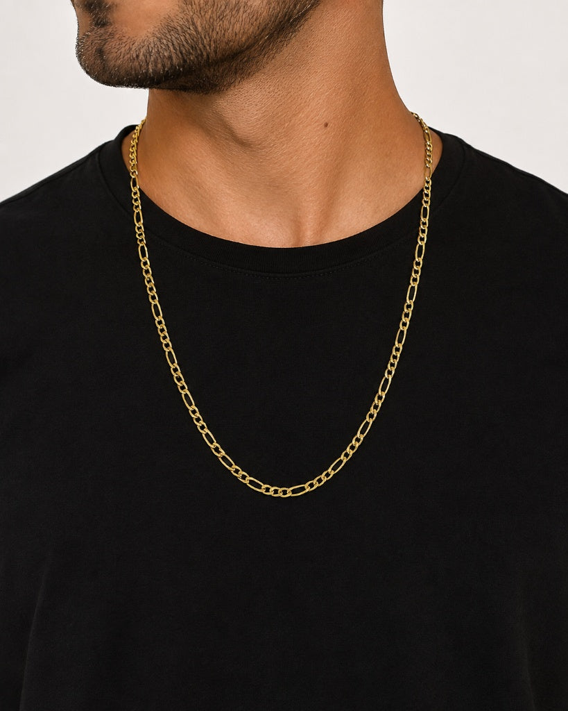 Corrente Masculina Elos Menores Três por Um Ouro 18k