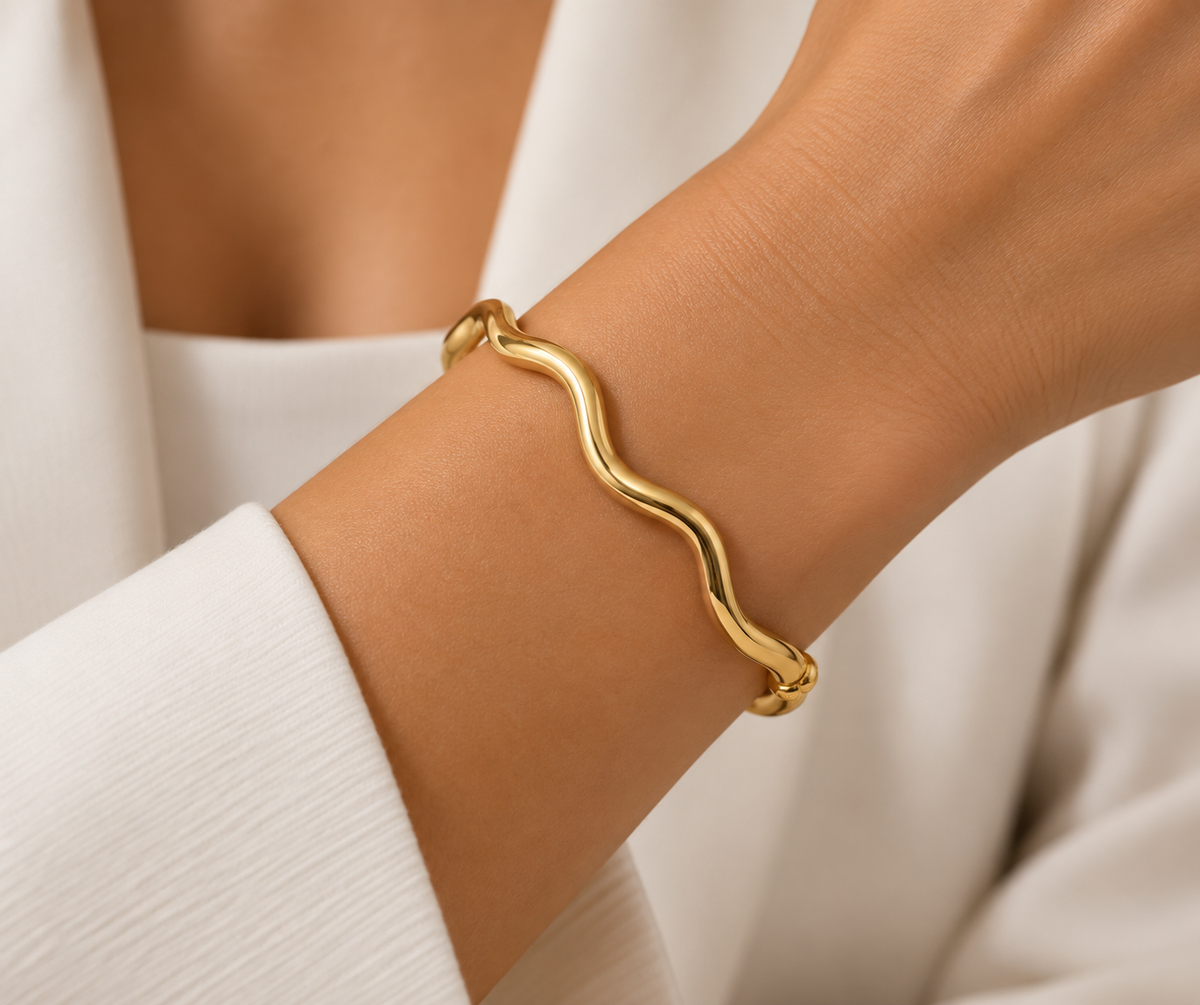 Bracelete Ondulado Click Ouro 18k