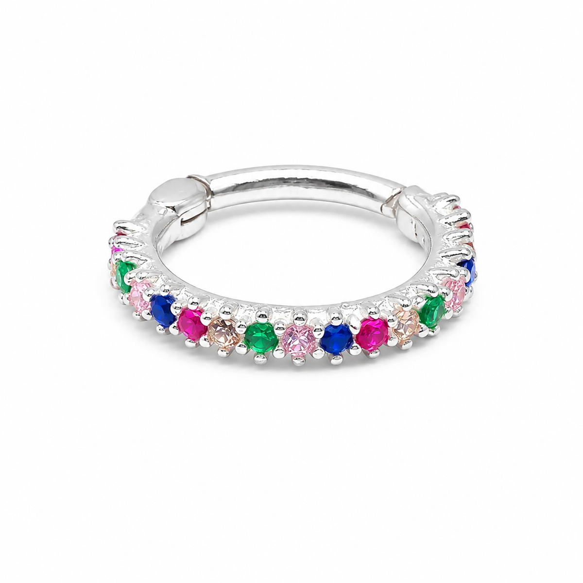 Piercing Argola Full Color Micro Zircônia Prata 925