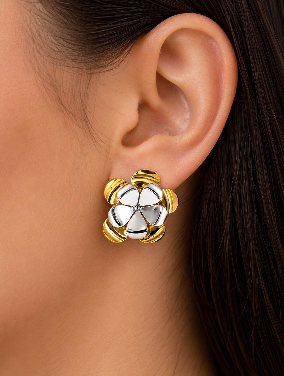 Brinco Flora Duo Ouro 18k