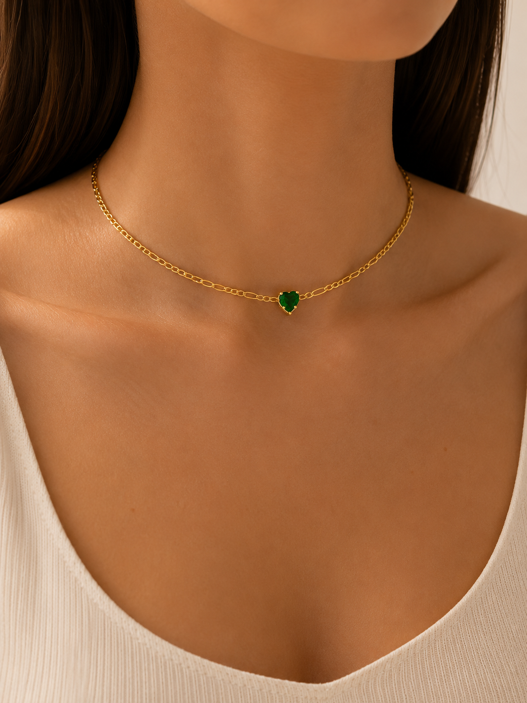 Choker 3x1 Esmeralda Ouro 18k