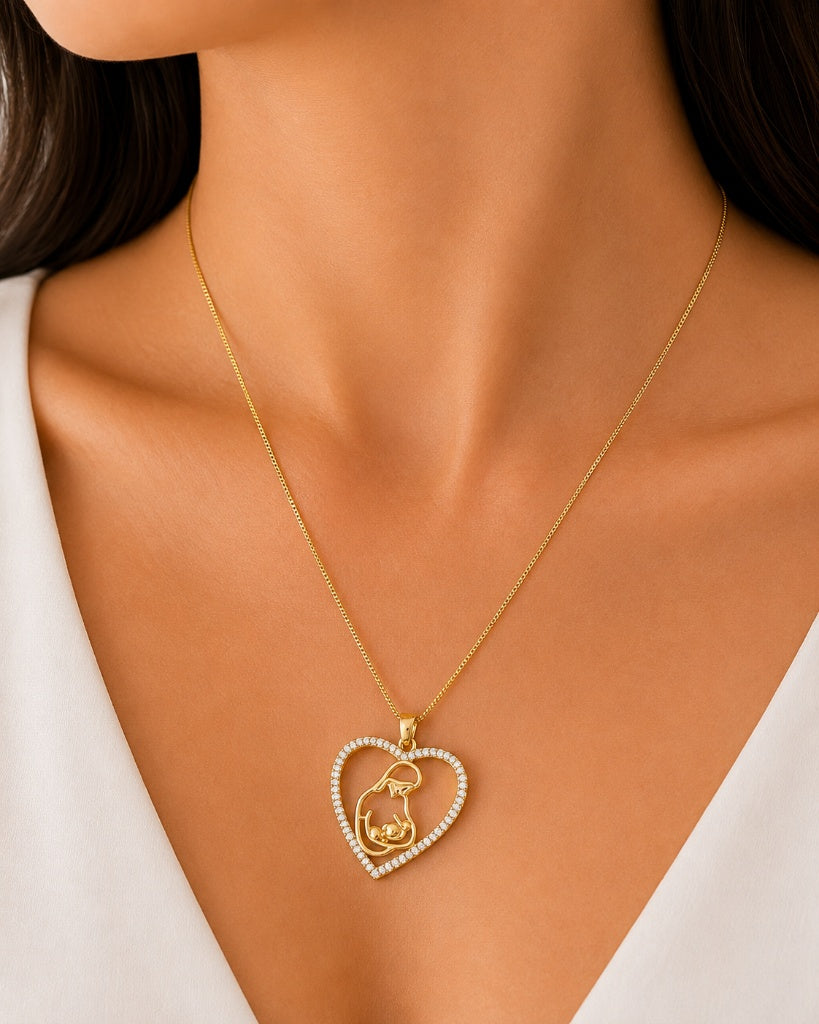 Colar Coração Mãe e Filho Ouro 18k