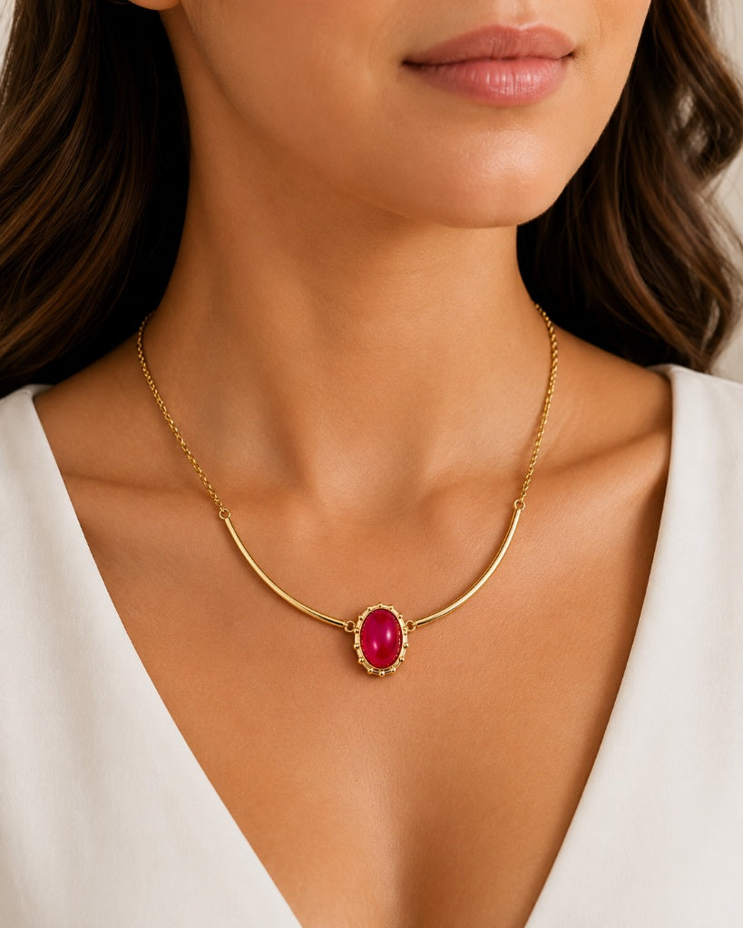Colar Aro Deusa Rubi Ouro 18k