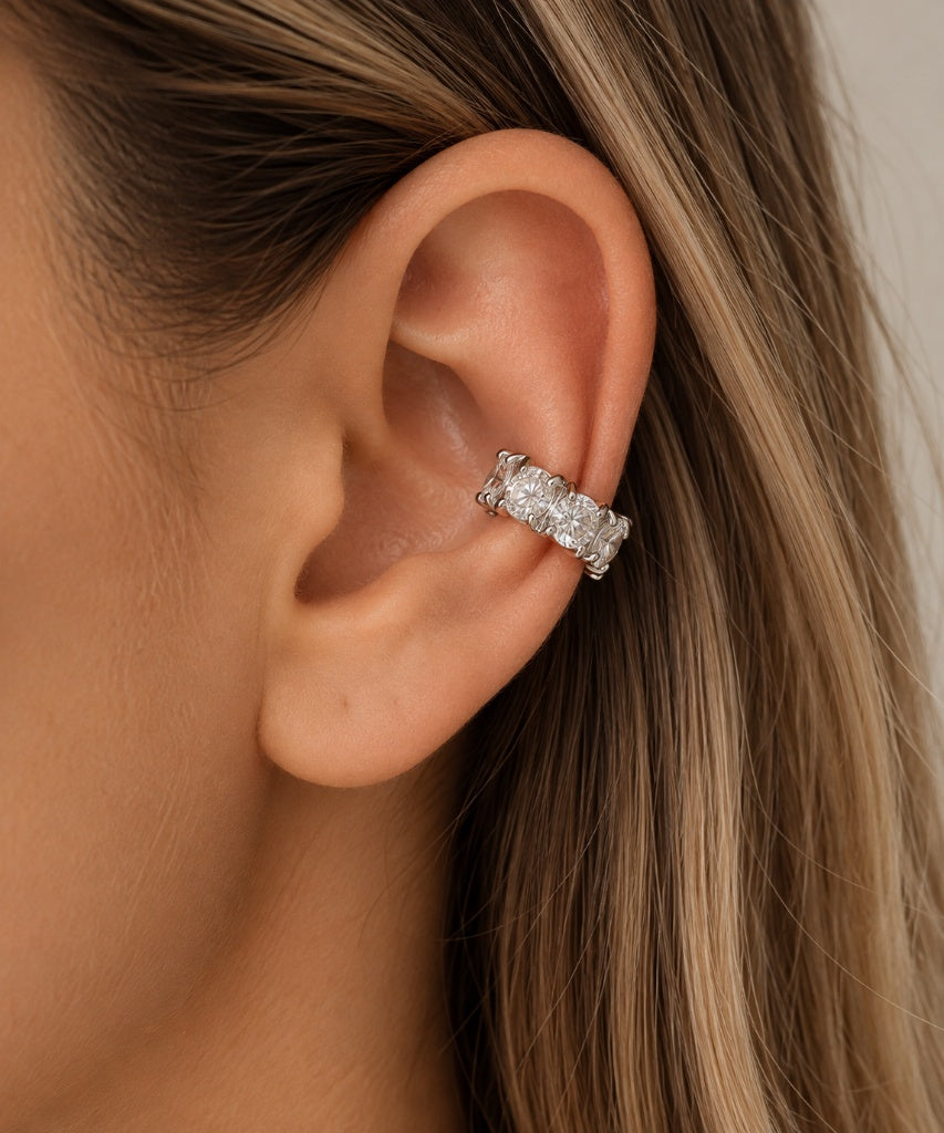 Piercing Fake em Zircônia Cristal Ródio Branco