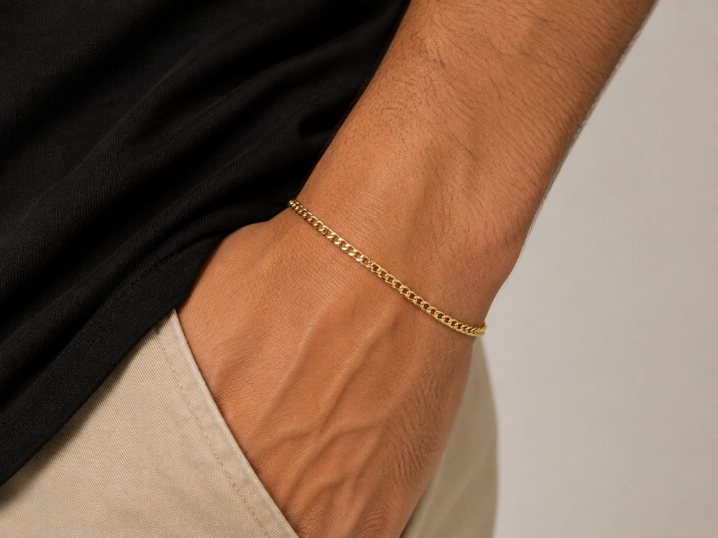 Pulseira Masculina Elo Médio Um por Um Groumet Ouro 18k