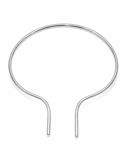Choker Aro Traços Ródio Branco