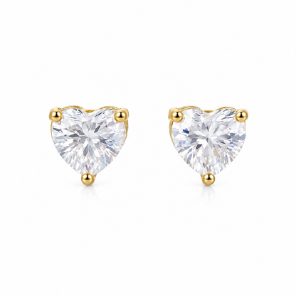 Brinco Zircônia Coração 10mm Ouro 18k