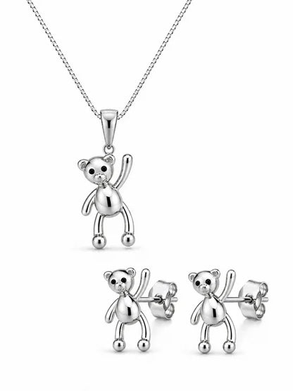 Conjunto Urso Ródio Branco