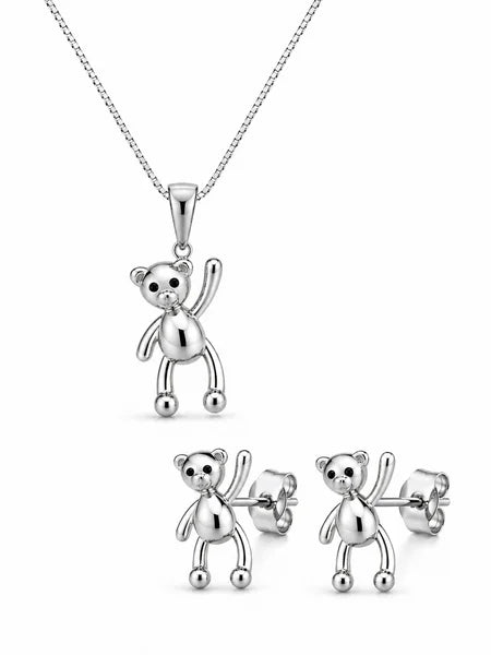 Conjunto Urso Ródio Branco