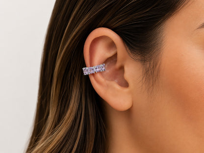 Piercing Fake em Zircônia Ametista Ródio Branco