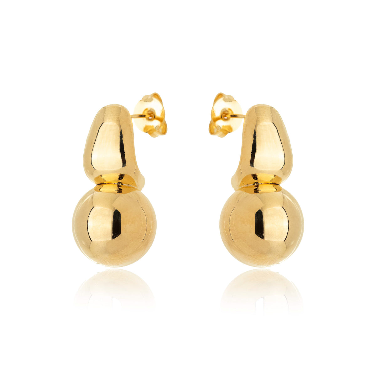 Brinco Duo Esculpido Folheado em Ouro 18K