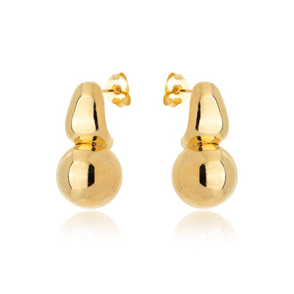 Brinco Duo Esculpido Folheado em Ouro 18K