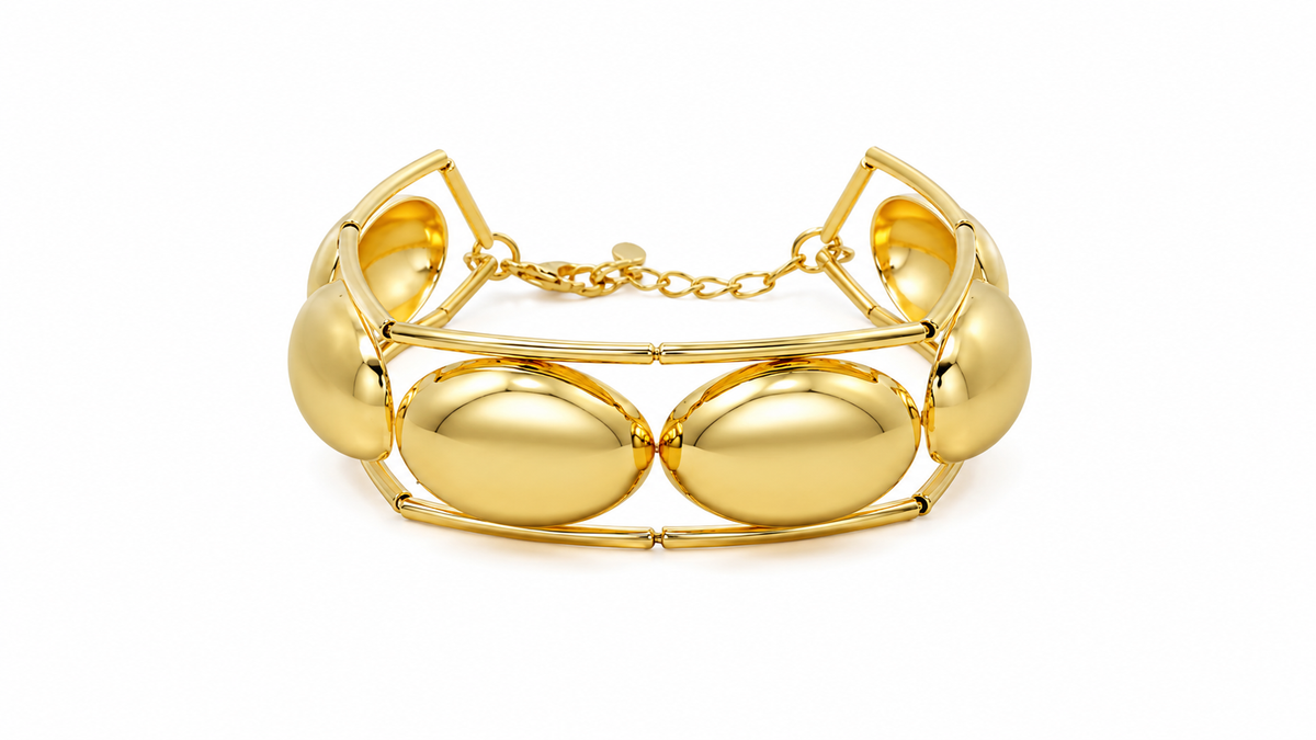 Pulseira Canutilho com Peças Ovais Ouro 18k