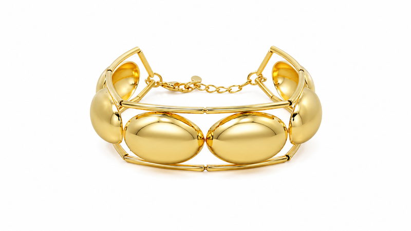 Pulseira Canutilho com Peças Ovais Ouro 18k