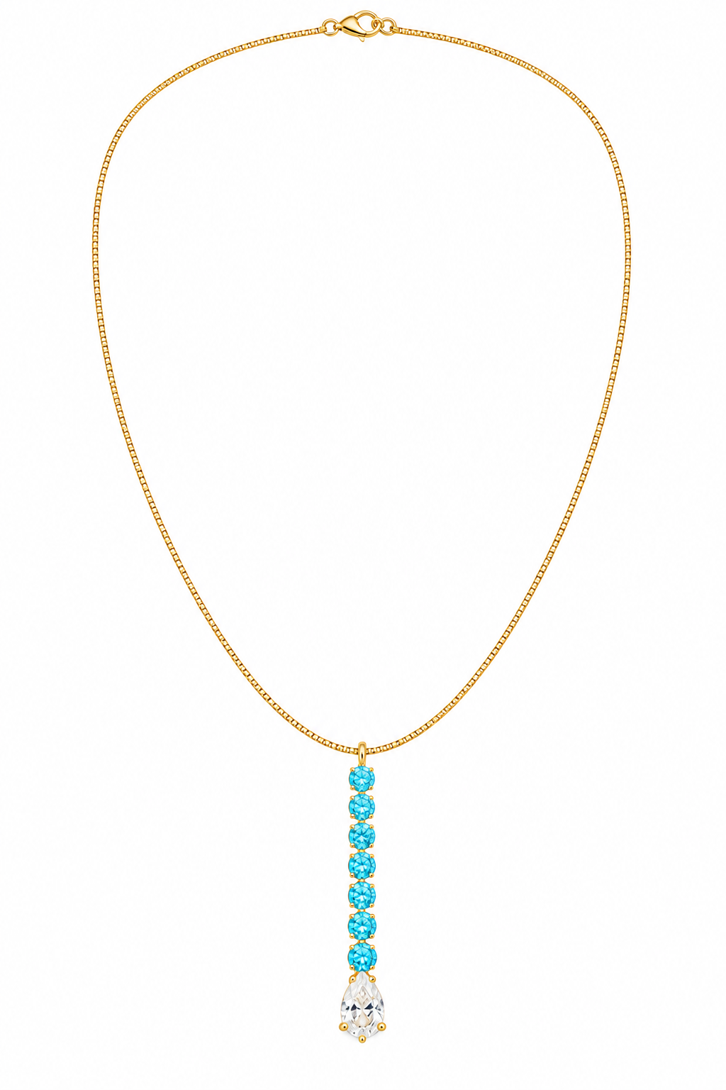 Colar Elegance Azul Tiffany Ouro 18k