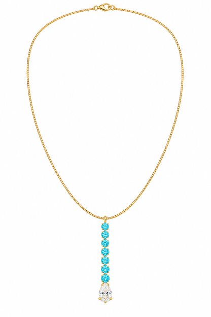 Colar Elegance Azul Tiffany Ouro 18k