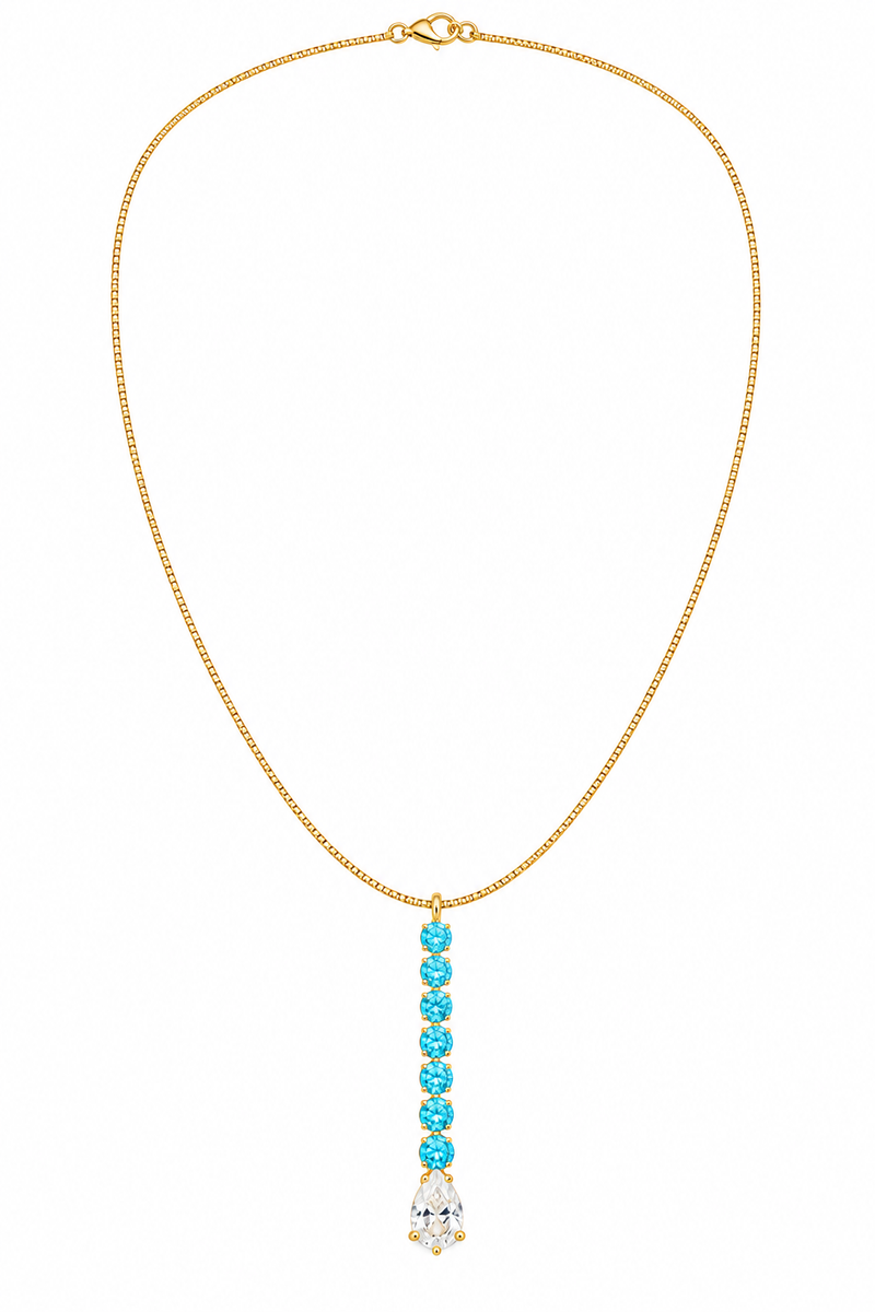 Colar Elegance Azul Tiffany Ouro 18k