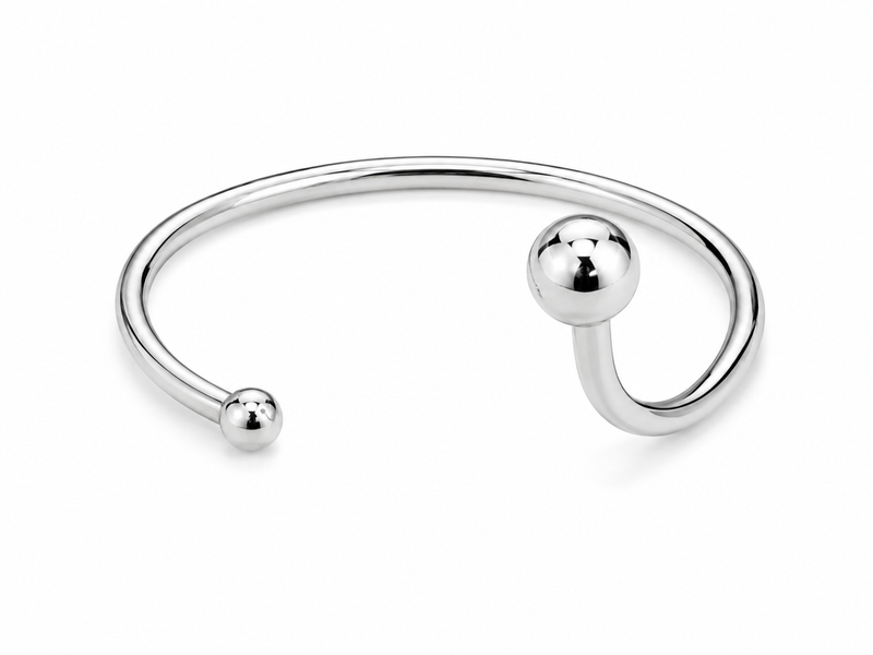 Bracelete 2 Esferas Ródio Branco
