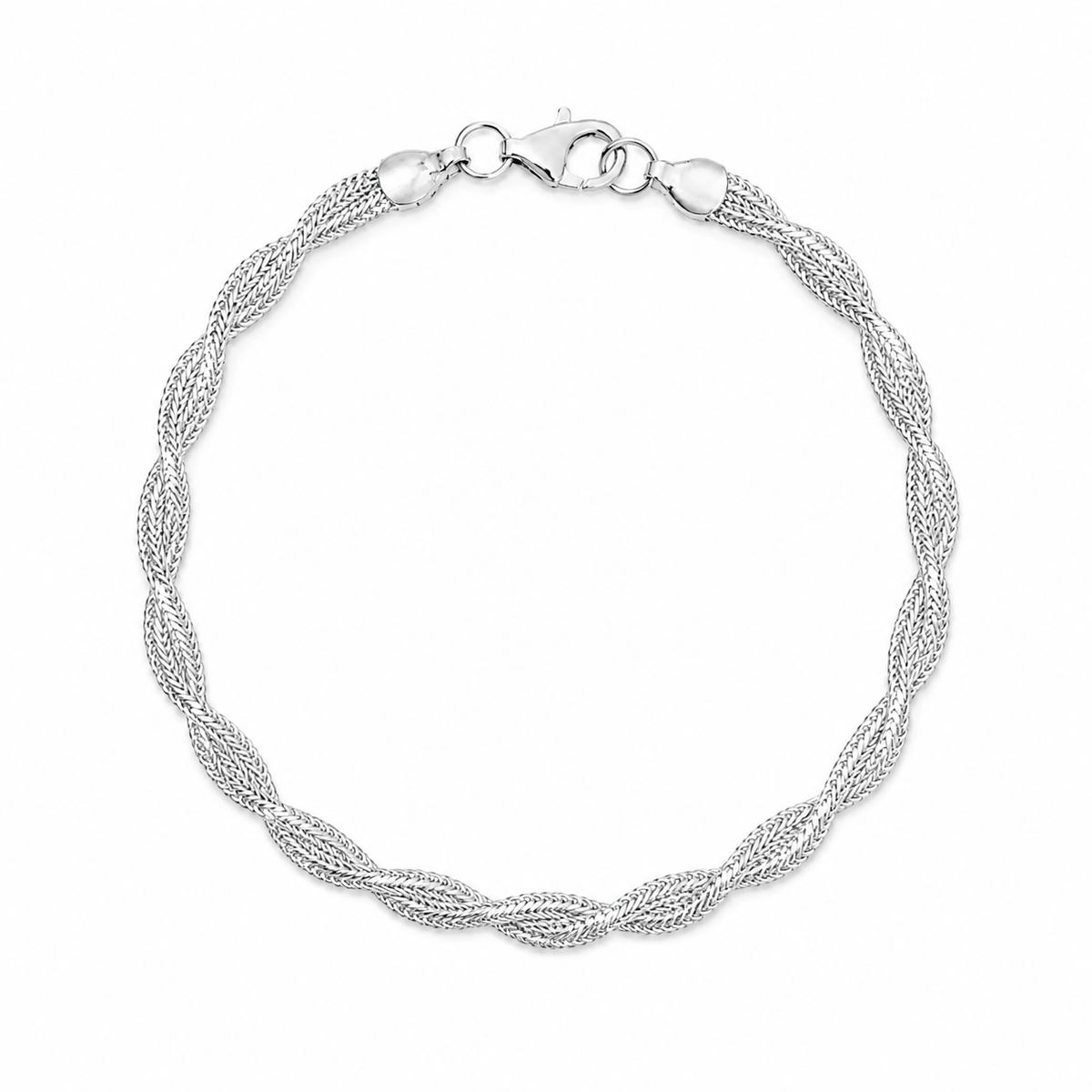 Pulseira Trançada Diamantada Ródio Branco