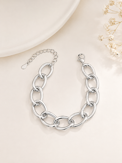 Pulseira Elo Groumet 1x1 Maxi Ródio Branco