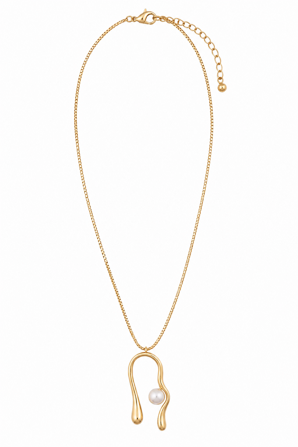 Colar Longo com Pingente Orgânico Pérola Barroca Ouro 18k