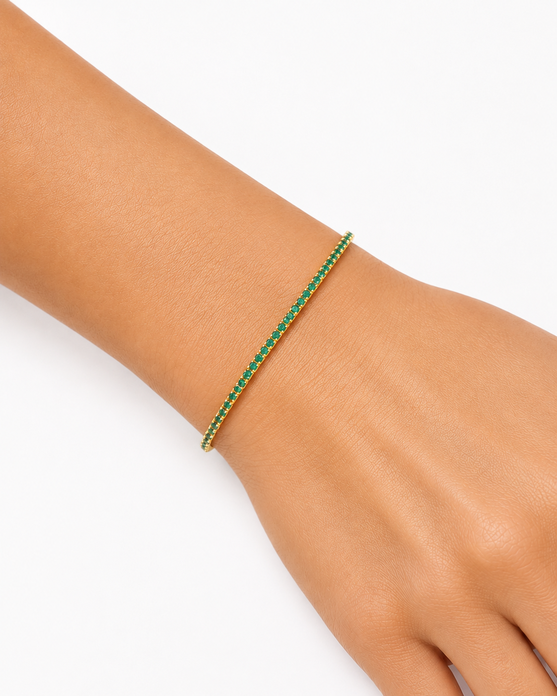 Pulseira Riviera Esmeralda 2mm Ouro 18k