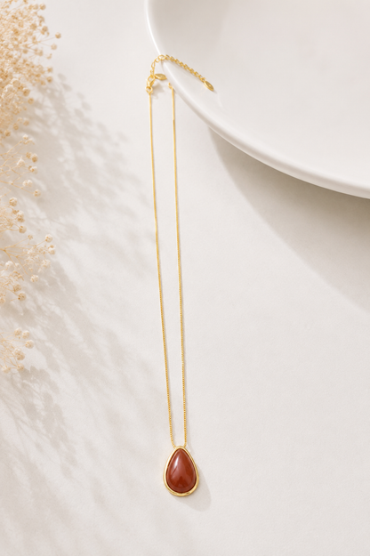 Colar Gota Pedra Natural Ouro 18k