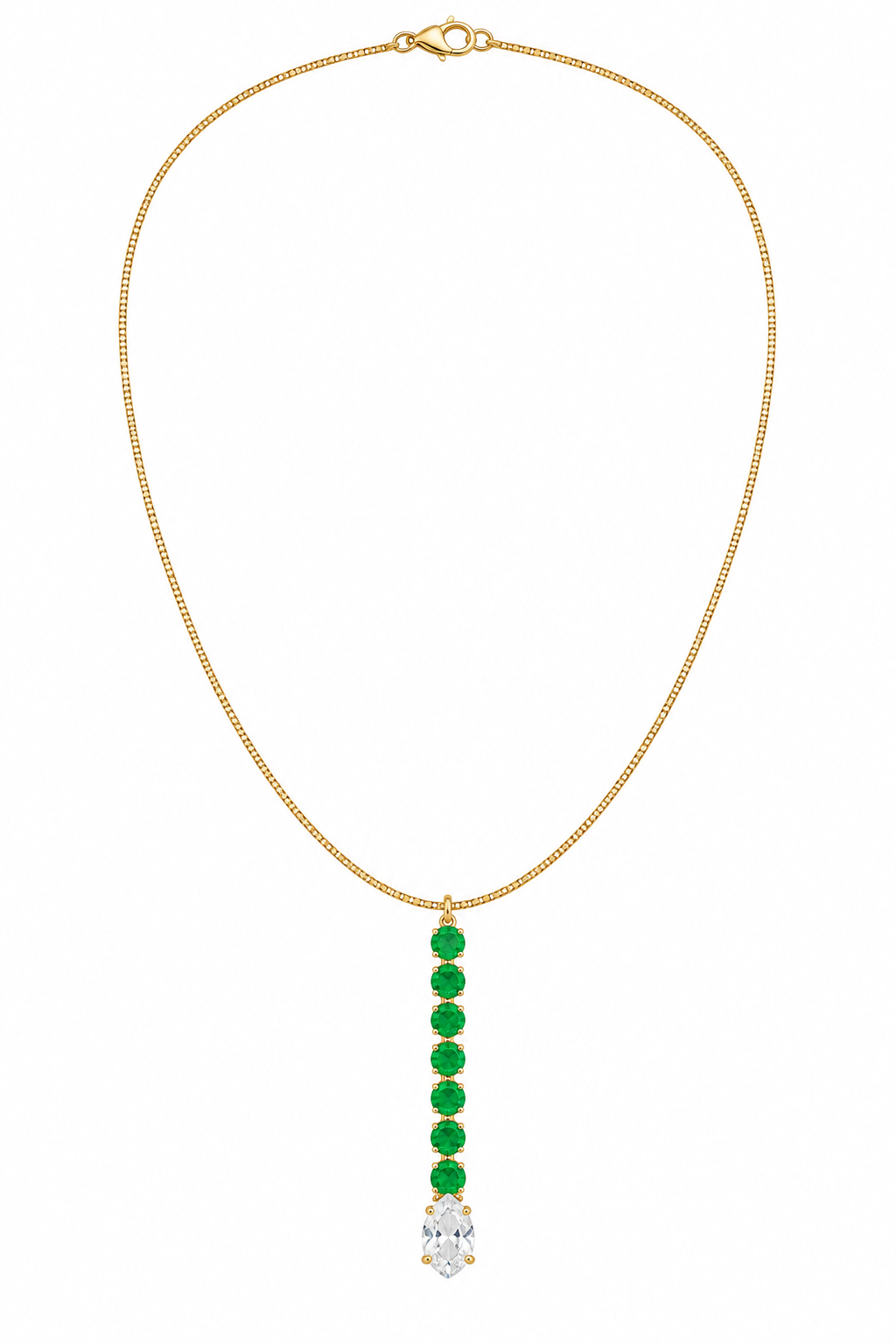 Colar Elegance Esmeralda Ouro 18k