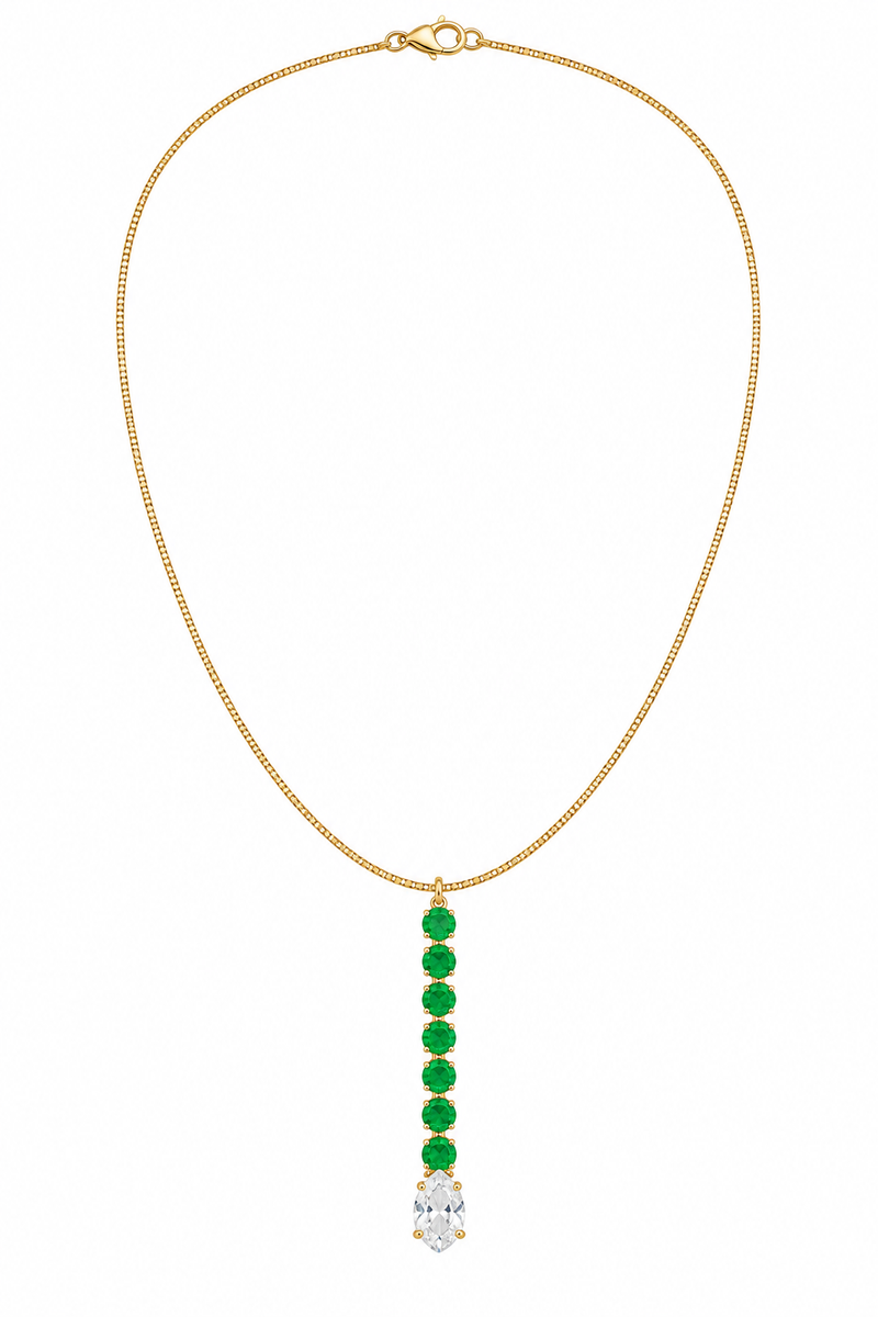 Colar Elegance Esmeralda Ouro 18k