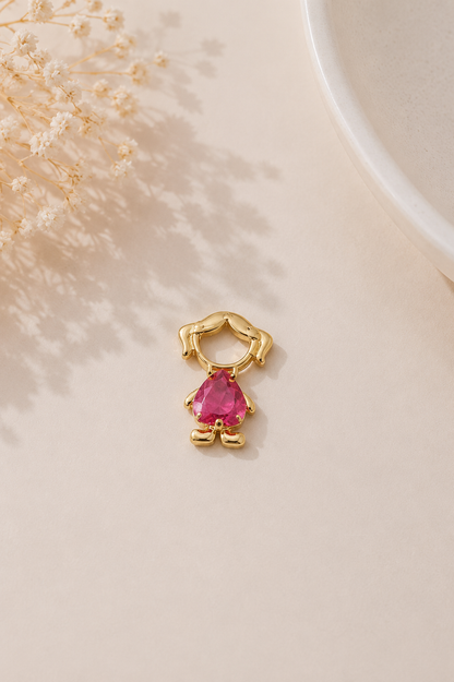 Pingente Filha Barriguinha Pink Ouro 18k
