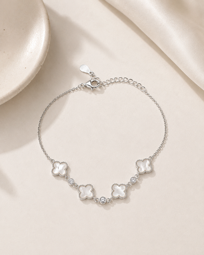 Pulseira Van Cleef Perolado Cravejado Prata 925